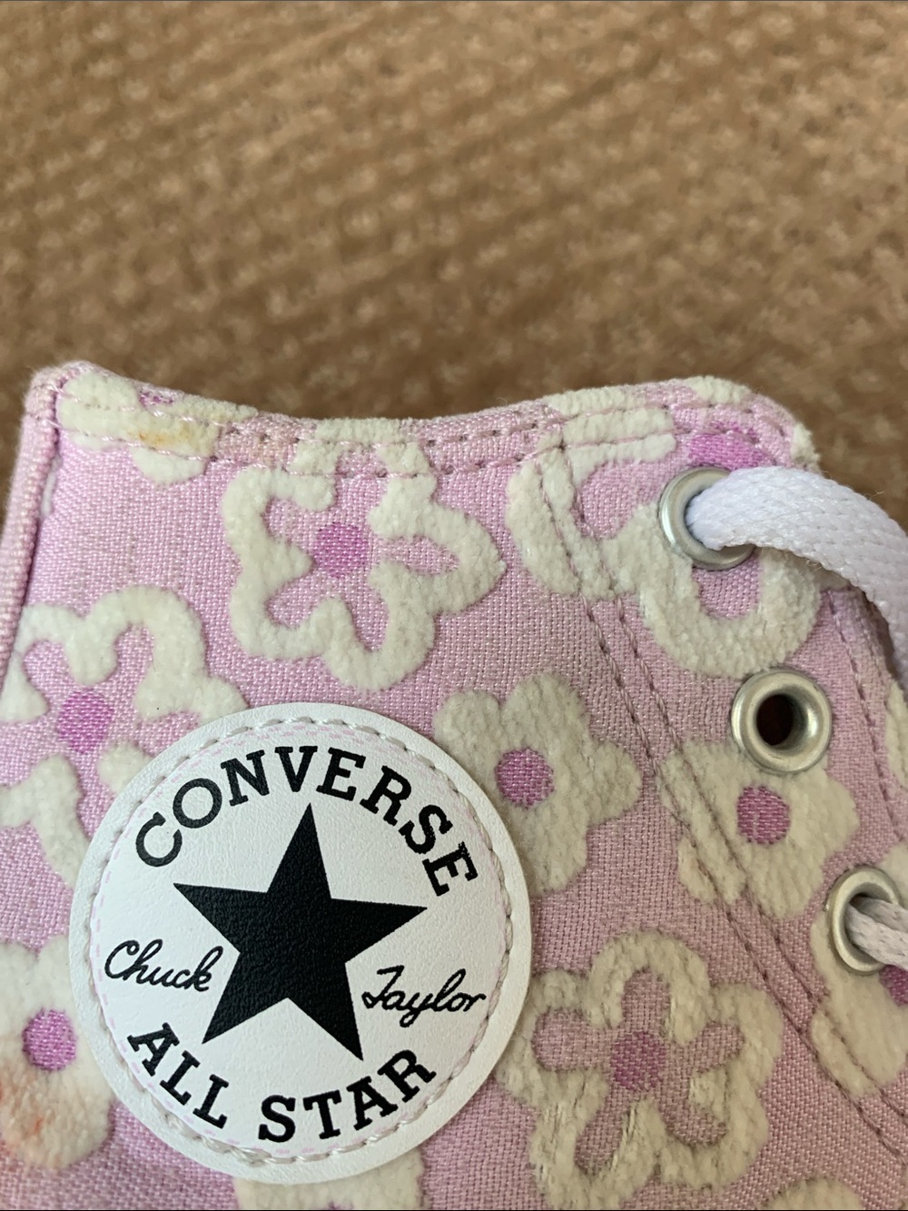Converse Kids Pink and White Floral High-Top Sneakers - Picture 6 of 7